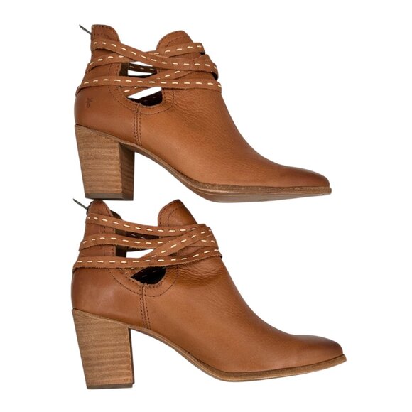 Frye Naomi Pickstitch Whisky Leather Shootie Ankle Boots (9.5) - Picture 4 of 16